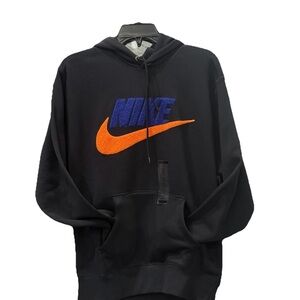 Nike Black Hoodie with Blue and Orange Logo Mens size Small NWT